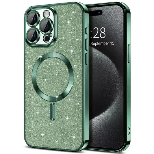 Electroplated Glitter iPhone Cover with MagSafe Compatibility and Slim Fit Design