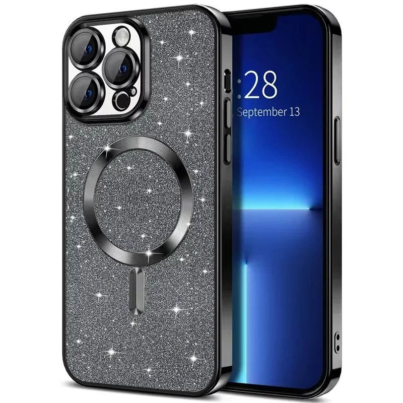 Electroplated Glitter iPhone Cover with MagSafe Compatibility and Slim Fit Design