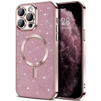 Electroplated Glitter iPhone Cover with MagSafe Compatibility and Slim Fit Design