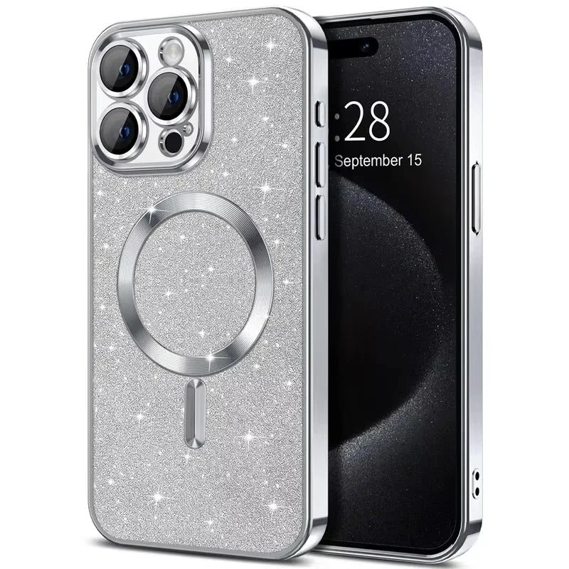 Electroplated Glitter iPhone Cover with MagSafe Compatibility and Slim Fit Design