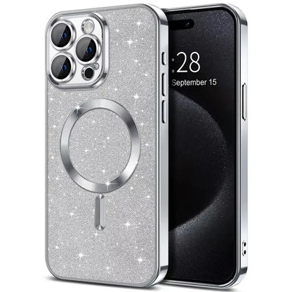 Electroplated Glitter iPhone Cover with MagSafe Compatibility and Slim Fit Design