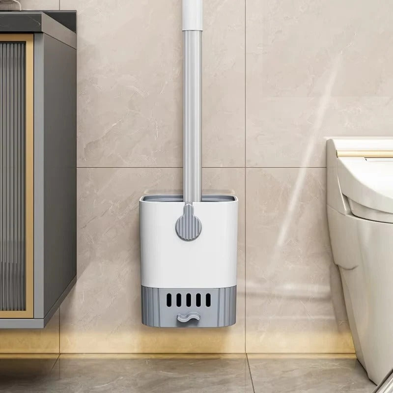 Flexible Toilet Brush with Wall Mount Holder for Modern Bathroom Storage