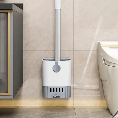 Flexible Toilet Brush with Wall Mount Holder for Modern Bathroom Storage