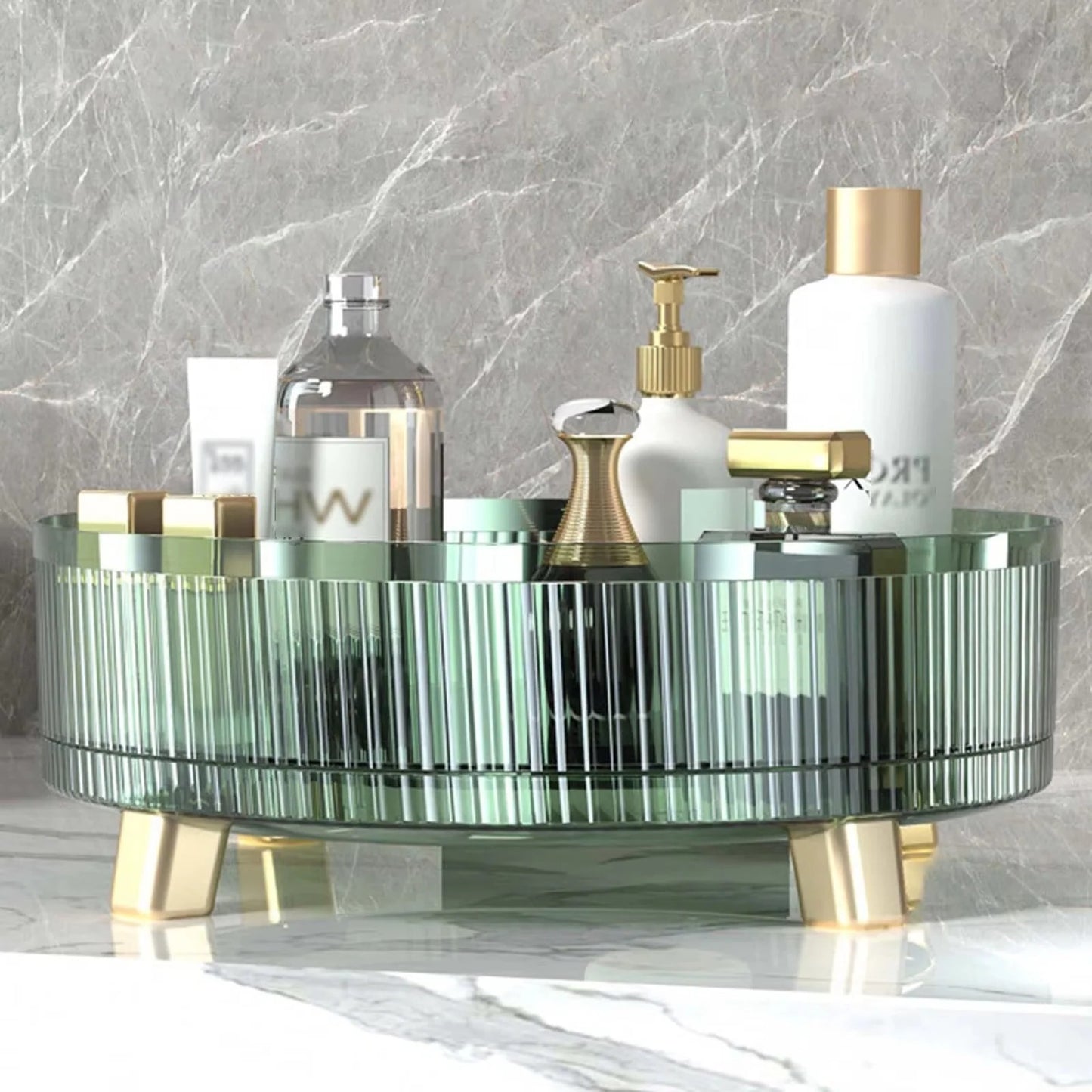 Rotating Makeup Organizer with 360 Degree Base for Vanity and Counter Use