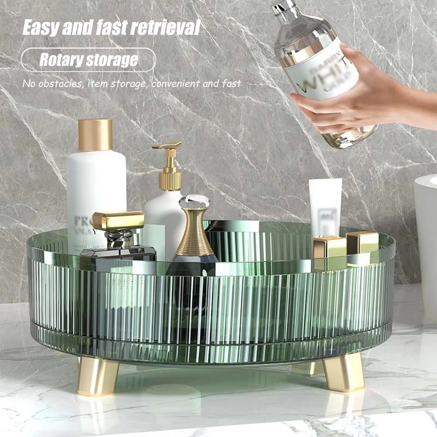 Rotating Makeup Organizer with 360 Degree Base for Vanity and Counter Use