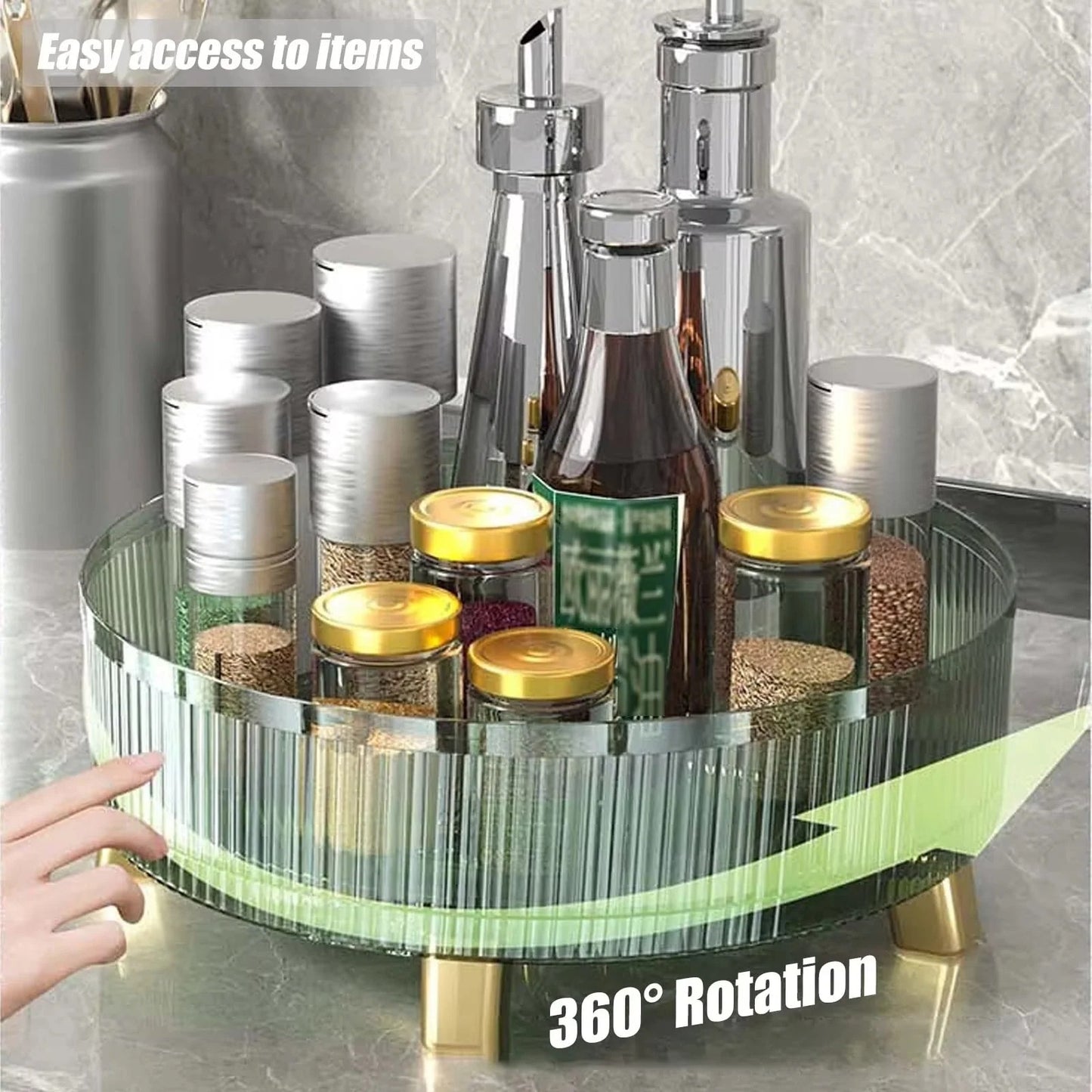 Rotating Makeup Organizer with 360 Degree Base for Vanity and Counter Use