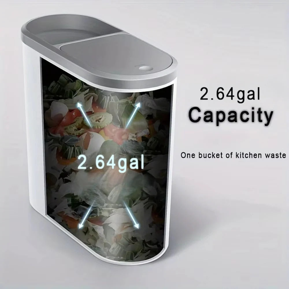 Compact Waste Bin with Push Down Lid for Bathroom