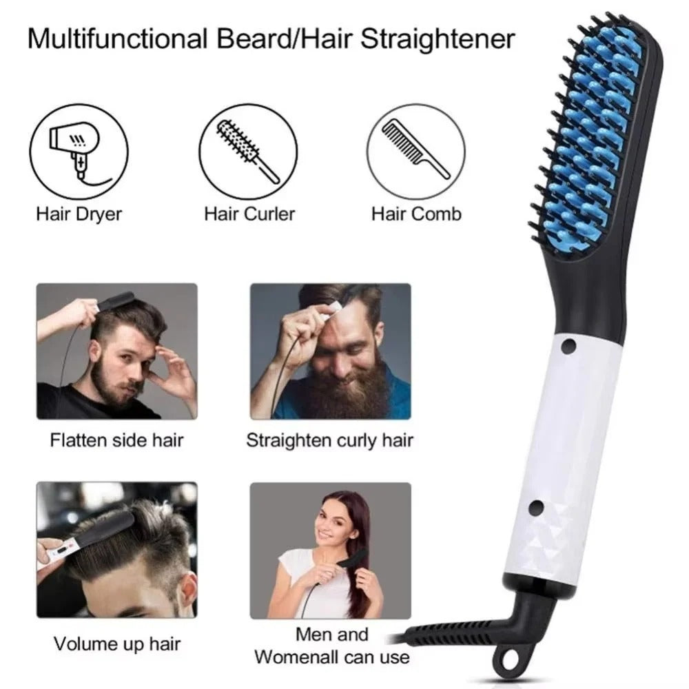 Compact Ceramic Heated Brush for Beard Styling and Grooming