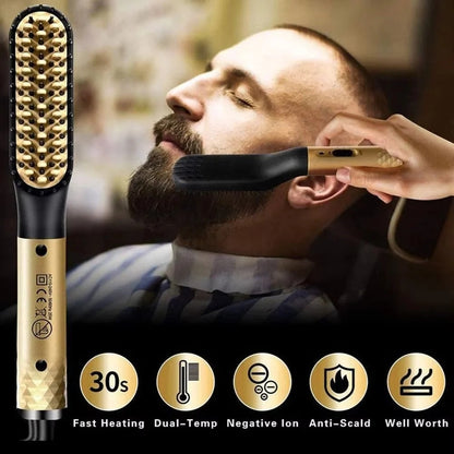 Compact Ceramic Heated Brush for Beard Styling and Grooming