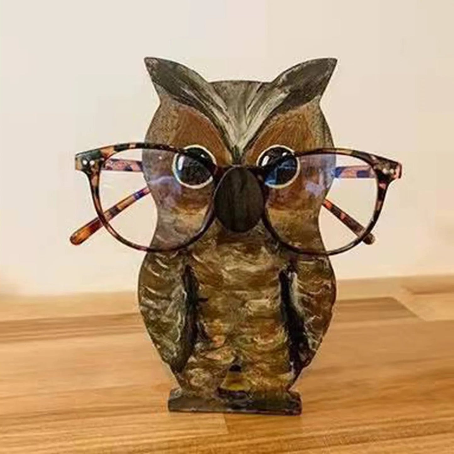 Animal Shaped Wooden Eyeglasses Holder for Desk Organization