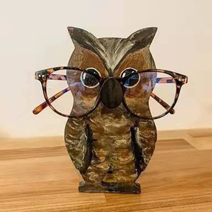 Animal Shaped Wooden Eyeglasses Holder for Desk Organization