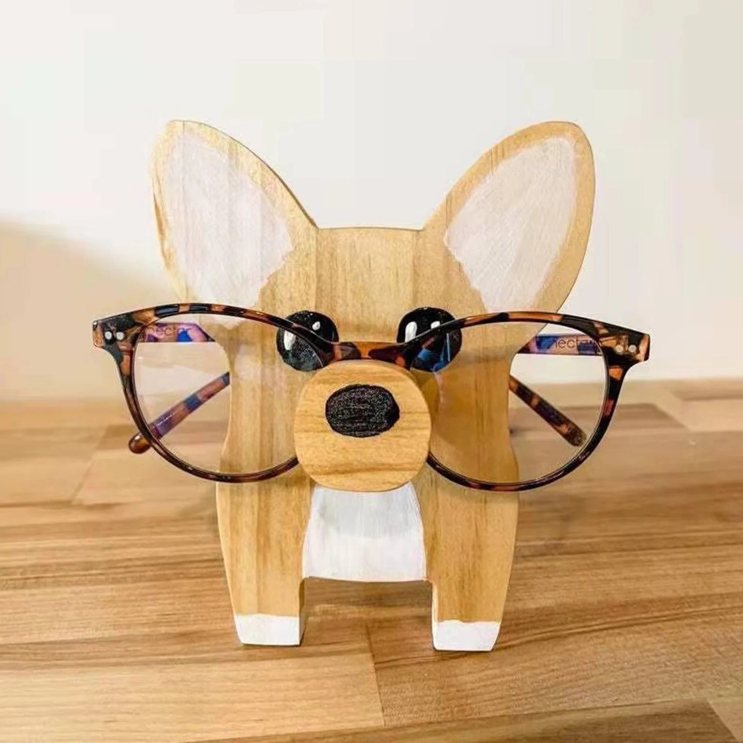 Animal Shaped Wooden Eyeglasses Holder for Desk Organization