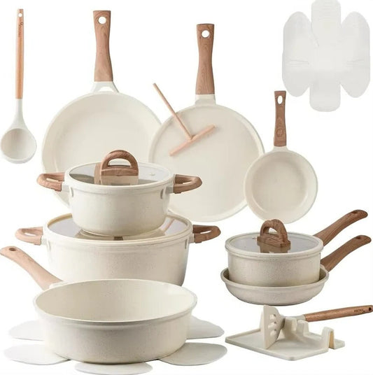 Ceramic Coated Granite Cookware Collection with Matching Lids, 22 Piece