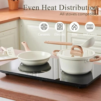 Ceramic Coated Granite Cookware Collection with Matching Lids, 22 Piece