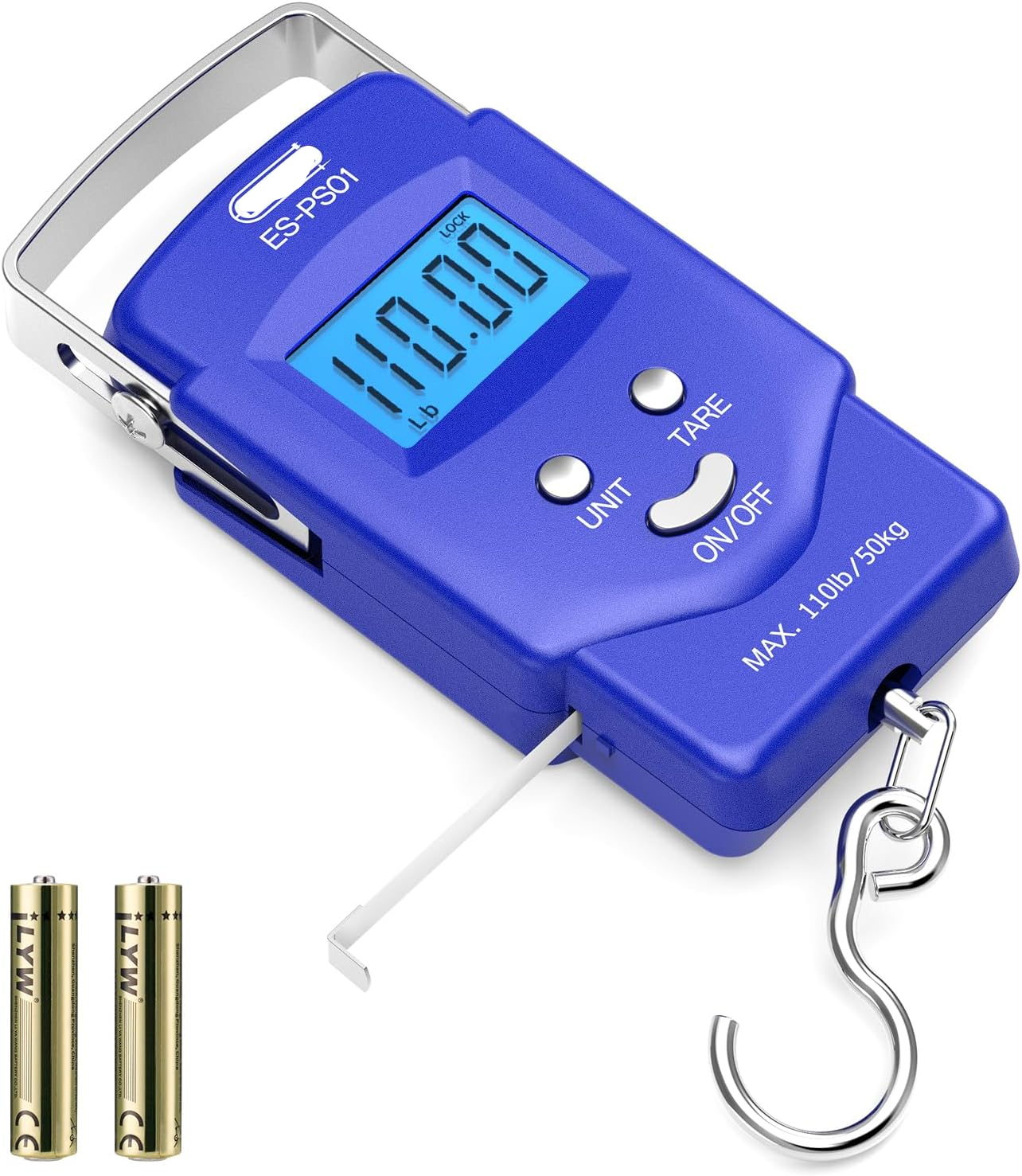 Dr.meter Fish Scale Luggage Scale Fishing Gear - 110lb Backlit LCD Display Digital Scale with Built-in Measuring Tape - Fishing Scale with 2 AAA Batteries, Pocket Size - Fishing Gifts for Men allveramart