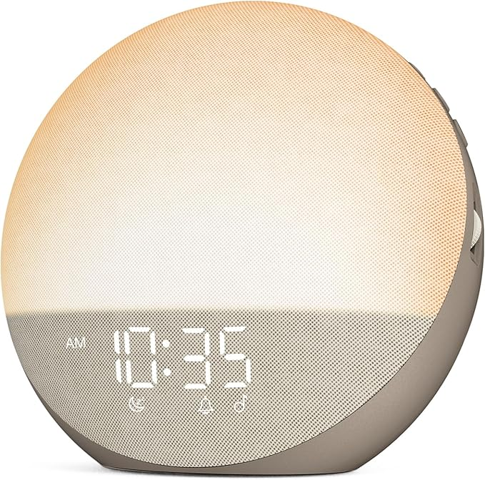 Sunrise Alarm Clock White Noise Machine: Natural Wake Up Light - Dimmable Clock with Bluetooth Speaker for Bedroom - 25 Sleep Sounds for Baby Adults Kids Putty allveramart