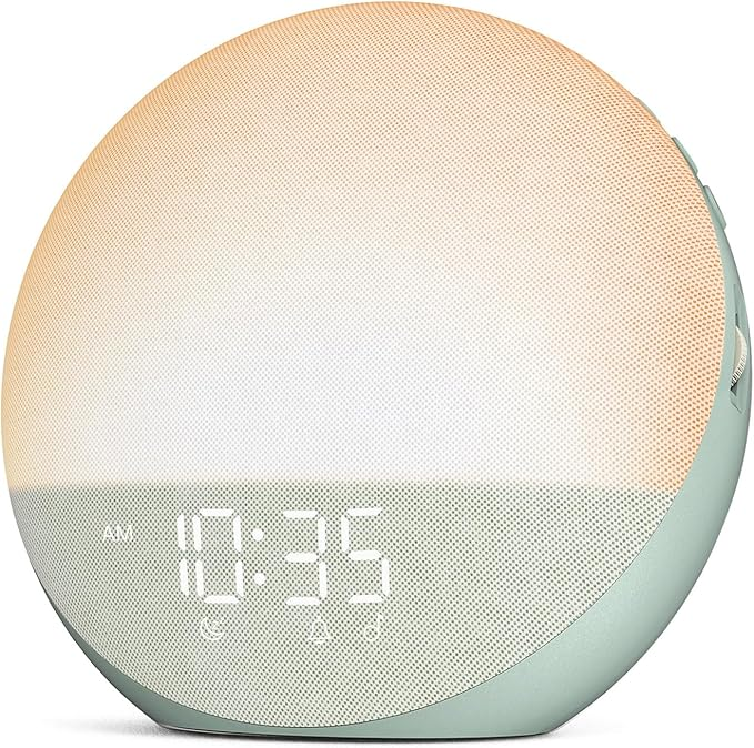 Sunrise Alarm Clock White Noise Machine: Natural Wake Up Light - Dimmable Clock with Bluetooth Speaker for Bedroom - 25 Sleep Sounds for Baby Adults Kids Putty allveramart