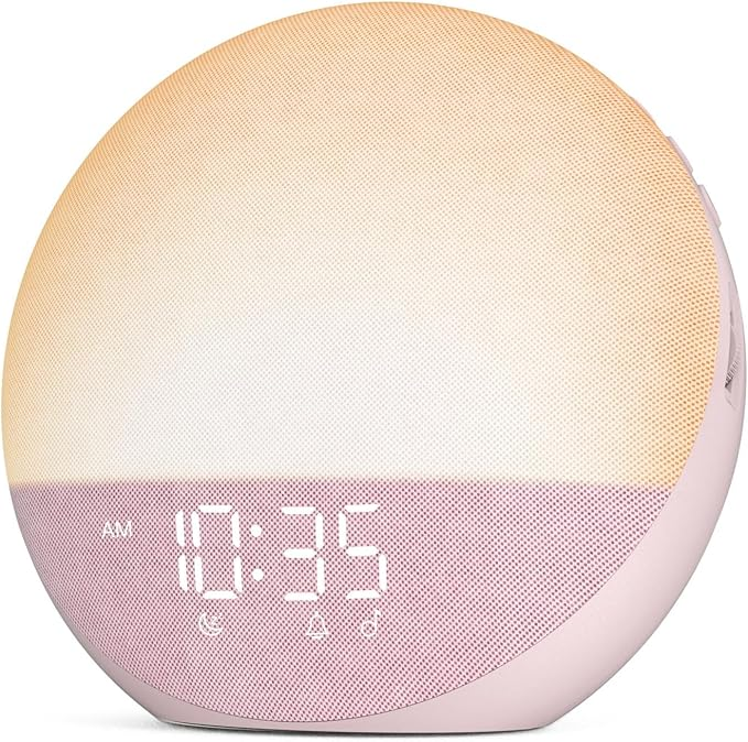 Sunrise Alarm Clock White Noise Machine: Natural Wake Up Light - Dimmable Clock with Bluetooth Speaker for Bedroom - 25 Sleep Sounds for Baby Adults Kids Putty allveramart
