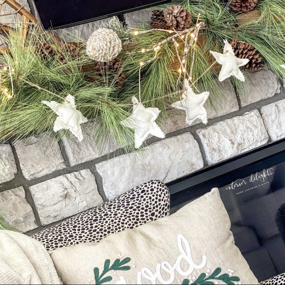 Artificial Pine Garland with Brown Pinecones and Cascading Needles 6 Feet