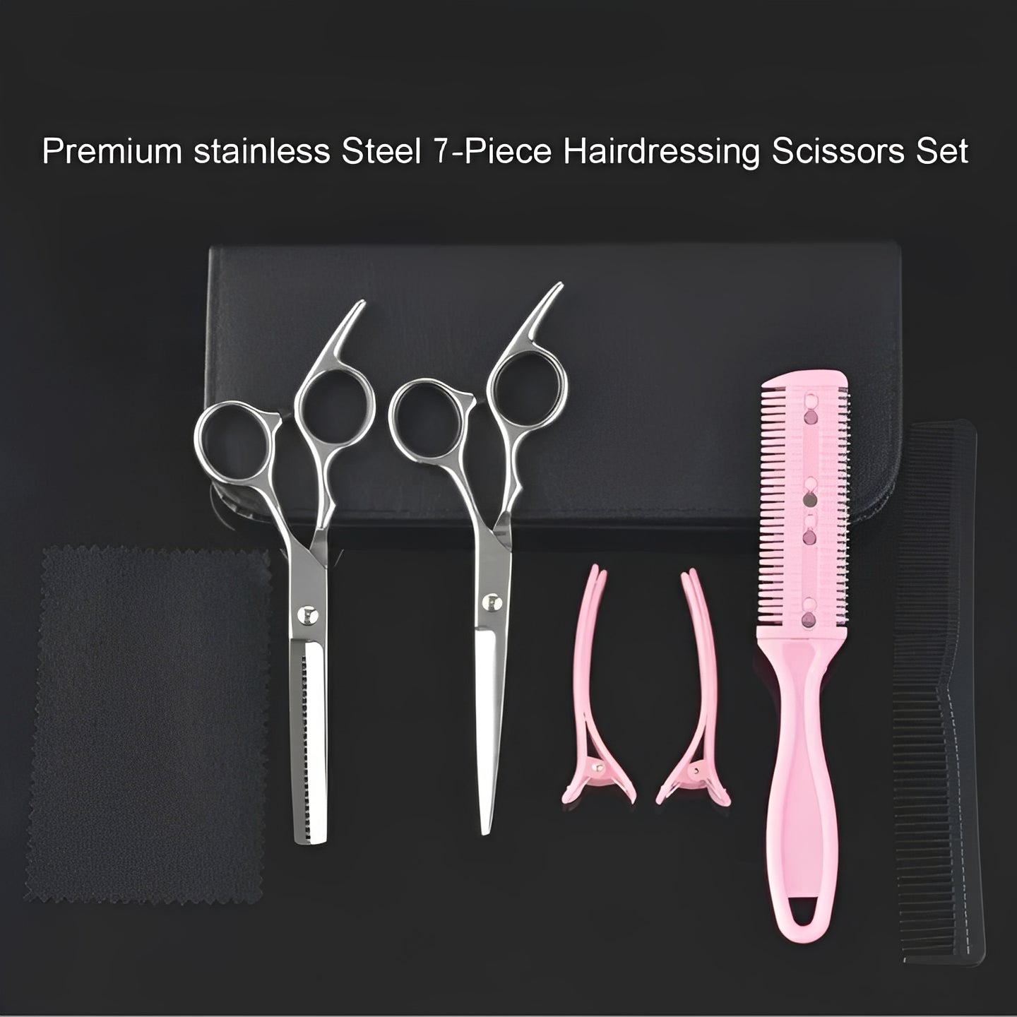 Hair Cutting Scissors and Thinning Shears Set with Combs and Clips