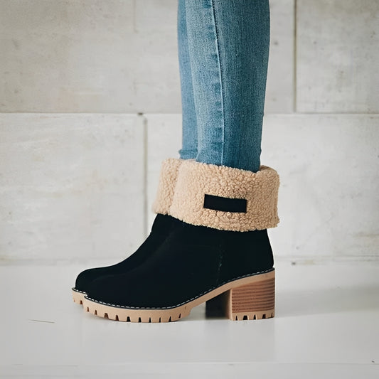 Womens Winter Snow Boots with Block Heel Design