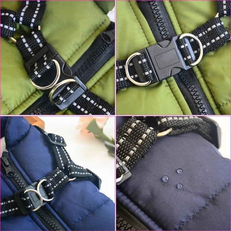 Waterproof Winter Dog Coat with Integrated Harness for Outdoor Use