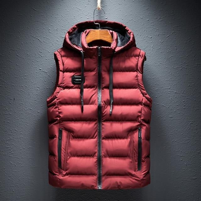Basic Full Zip Plain Hooded Vest Outerwear