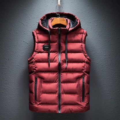 Basic Full Zip Plain Hooded Vest Outerwear
