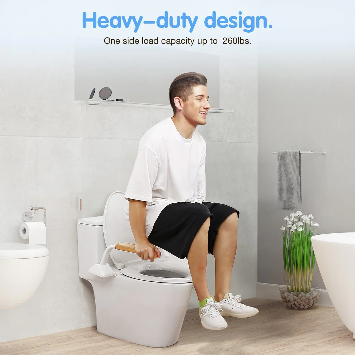 Adjustable Toilet Safety Rail with Support Handles