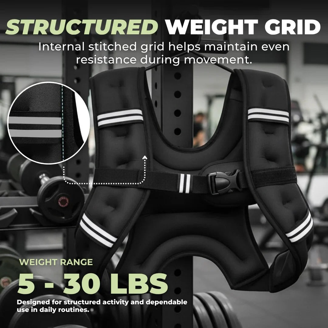 Multi Pocket Weighted Fitness Vest with Adjustable Straps and Removable Storage Pouch