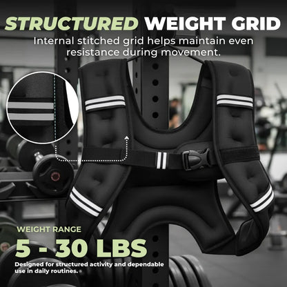 Multi Pocket Weighted Fitness Vest with Adjustable Straps and Removable Storage Pouch