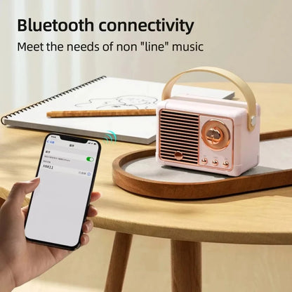 Retro Design Portable Bluetooth Speaker with Built In Bass Driver