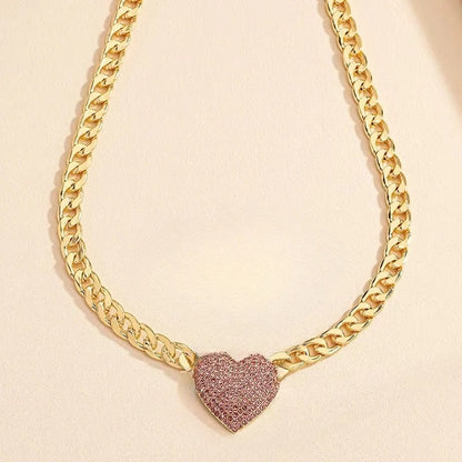 Crystal Heart Pendant Choker with Rhinestone Detail for Women