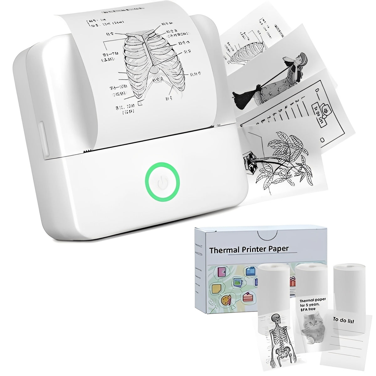 Inkless Thermal Sticker Printer with Bluetooth, Portable Photo Printer