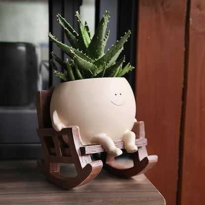 Smiling Face Resin Planter for Small Indoor Plants