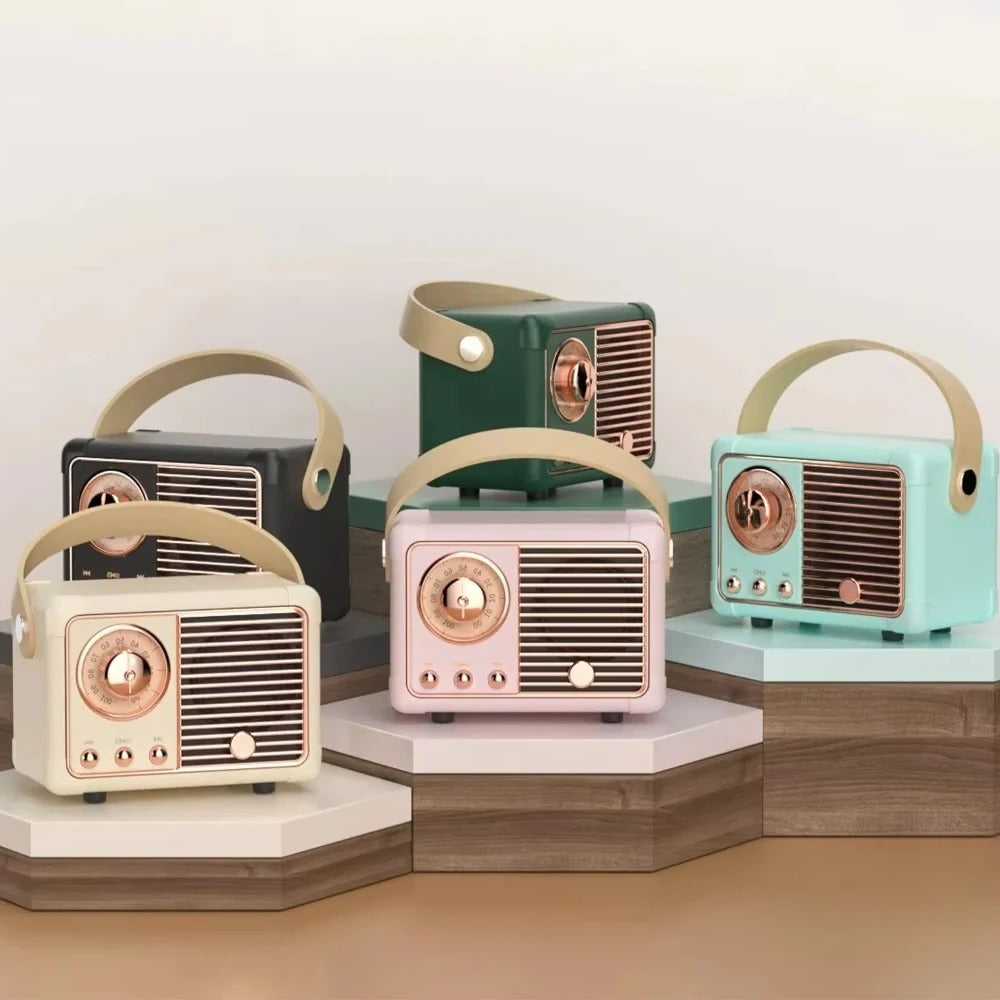 Retro Design Portable Bluetooth Speaker with Built In Bass Driver