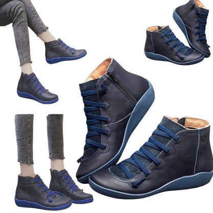 Side-Zip Ankle Boots for Women with Round Toe and Block Heel Design