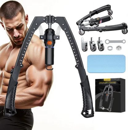 Hydraulic Chest and Arm Resistance Trainer with Adjustable Tension for Home Workouts
