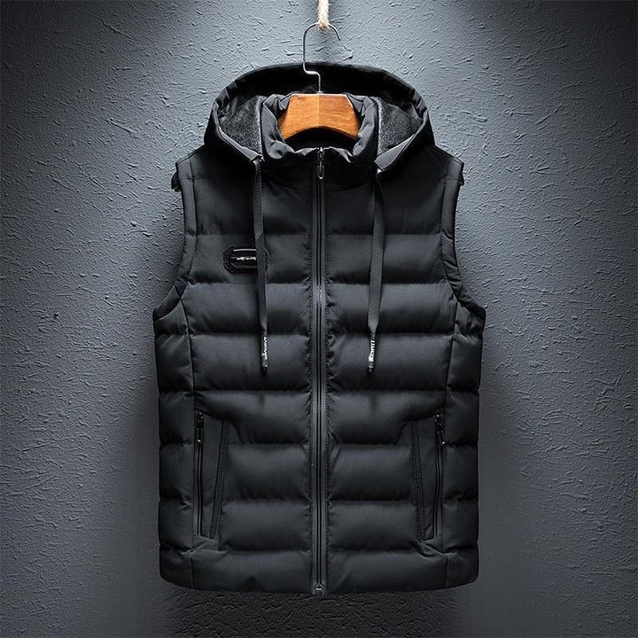Basic Full Zip Plain Hooded Vest Outerwear