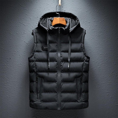 Basic Full Zip Plain Hooded Vest Outerwear