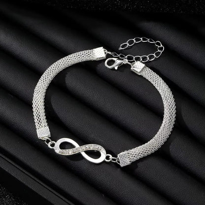 Rhinestone Heart and Infinity Bangle Bracelet Set, 3 Piece