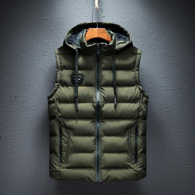 Basic Full Zip Plain Hooded Vest Outerwear