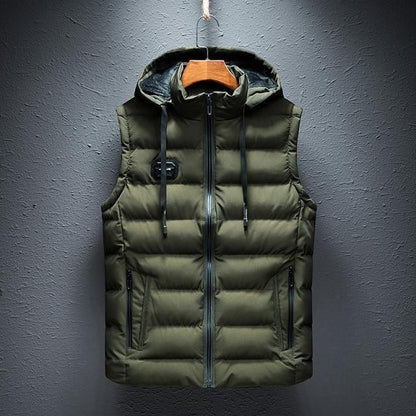 Basic Full Zip Plain Hooded Vest Outerwear