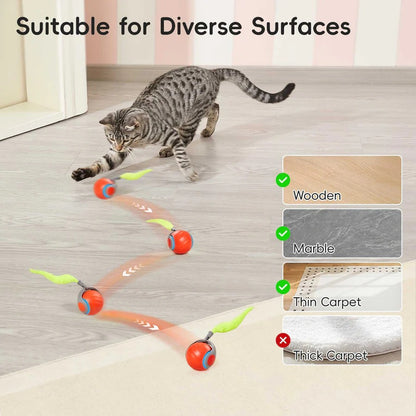 Motion Activated Cat Toys with Feather Tail, 2 Pack Bundle