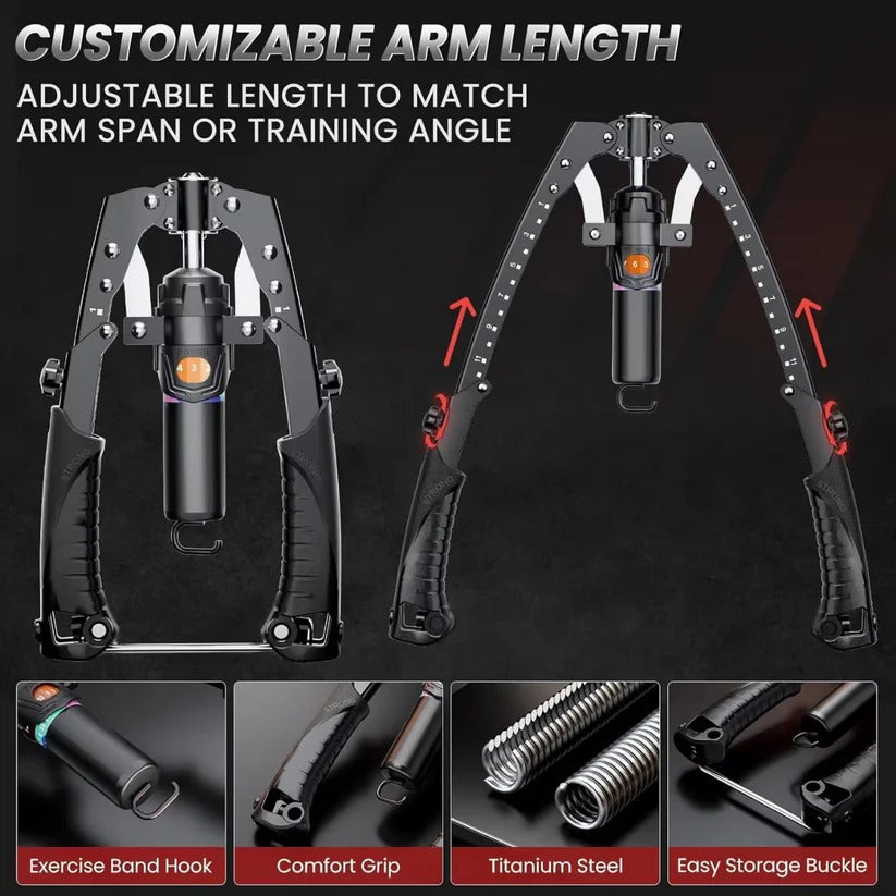 Hydraulic Chest and Arm Resistance Trainer with Adjustable Tension for Home Workouts