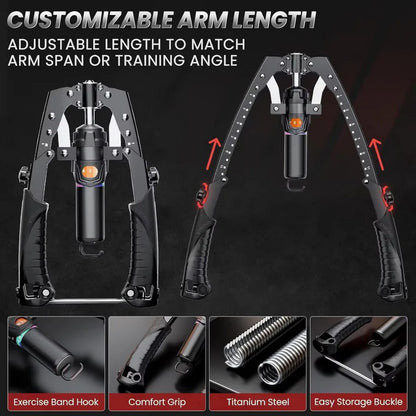 Hydraulic Chest and Arm Resistance Trainer with Adjustable Tension for Home Workouts