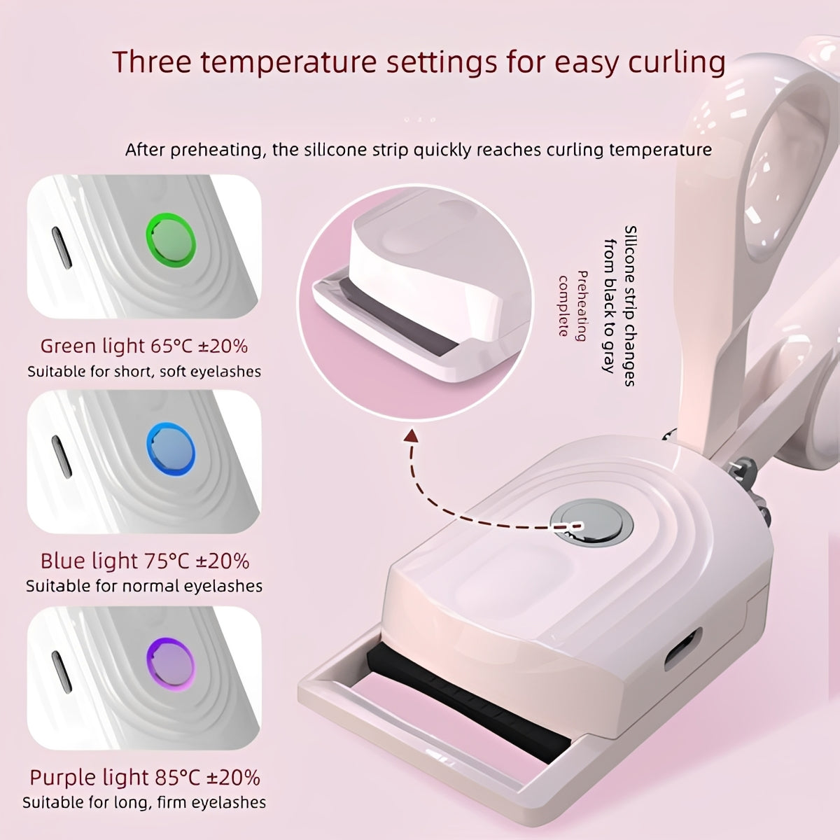 Rechargeable Heated Electric Lash Curler for Eye Makeup