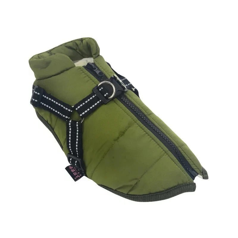 Waterproof Winter Dog Coat with Integrated Harness for Outdoor Use