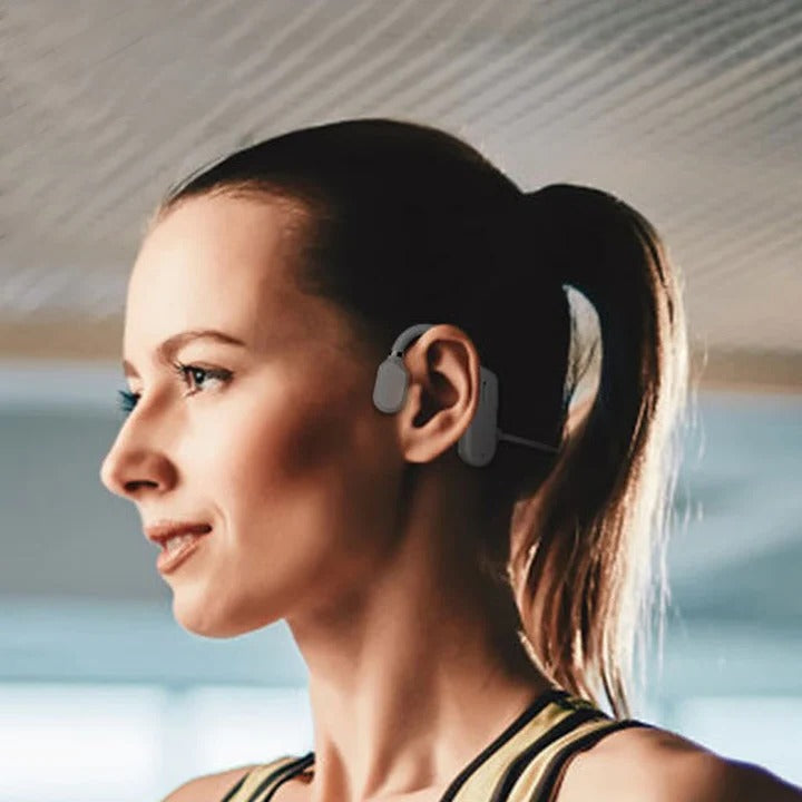 Rechargeable Wireless Conduction Headphones with Touch Controls Built In Mic for Calls