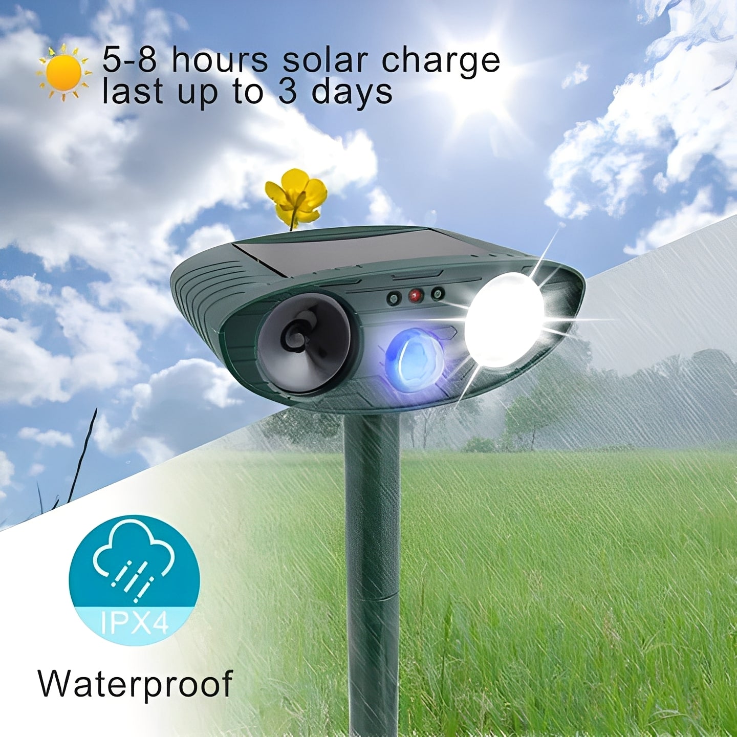 Solar-Powered Ultrasonic Pest Device, Set of 4